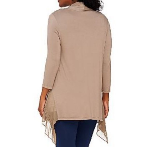 LOGO Petite Knit Cardigan with Pleated Chiffon - Picture 2 of 3